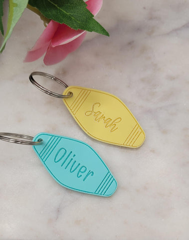 Personalised Keychain motel style acrylic Keyring / name Keychain name made from acrylic  silhouette Choose your colour