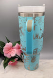 Dinosaur Park, Jeep, Off road 40oz Double Wall Insulated Tumbler with Handles Gift for mom, Granny, sister, Niece