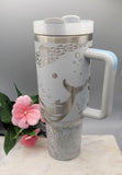 Humpback whales tumbler, Ocean theme 40oz Double Wall Insulated Tumbler with Handles Gift for mom, Granny, sister, Niece