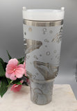 Humpback whales tumbler, Ocean theme 40oz Double Wall Insulated Tumbler with Handles Gift for mom, Granny, sister, Niece