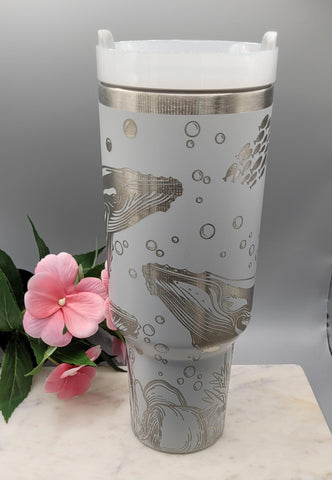 Humpback whales tumbler, Ocean theme 40oz Double Wall Insulated Tumbler with Handles Gift for mom, Granny, sister, Niece