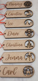 Personalized Wooden Christmas Gift Tag Custom Engraved Holiday Name Tag, Rustic Xmas Present Label, Stocking Tag Ornament Christmas Name tag
