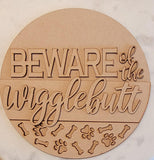 DIY Paint Your Own Beware of the Wigglebutt Dog Wooden Door Sign Kit Make Your Own Front Door Sign Unpainted Wood Blank for Home Decor