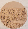DIY Paint Your Own Beware of the Wigglebutt Dog Wooden Door Sign Kit Make Your Own Front Door Sign Unpainted Wood Blank for Home Decor