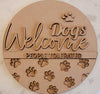 DIY Paint Your Own Dogs Welcome, people tolerated paw Wooden Door Sign Kit Make Your Own Front Door Sign Unpainted Wood Blank for Home Decor