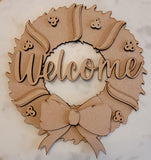 DIY Paint Your Own Welcome Wreath Holly Welcome Wooden Door Sign Kit  Make Your Own Front Door Sign   Wood Blank for Custom Home Decor