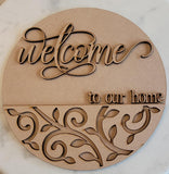 DIY Paint Your Own Floral Welcome to our Home Wooden Welcome Door Sign Kit Make Your Own Front Door Sign Unpainted Wood Blank for Home Decor