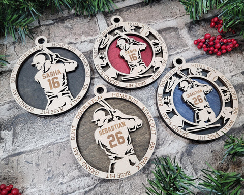 Personalized Baseball Ornament  Custom Wood Sports Keepsake, Athlete Gift, Coach Gift, Team Gift, Sports Fan Christmas Ornament Baseball