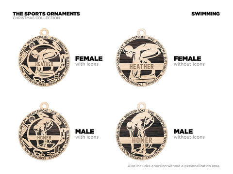 Personalized Swimming Ornament  Custom Wood Sports Keepsake, Athlete Gift, Coach Gift, Team Gift, Sports Fan Christmas Ornament Swimming