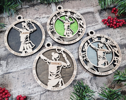Personalized Tennis Ornament  Custom Wood Sports Keepsake, Athlete Gift, Coach Gift, Team Gift, Sports Fan Christmas Ornament Tennis