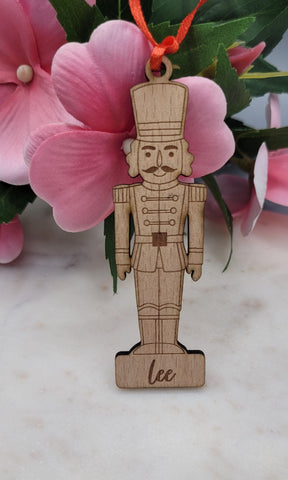 Personalized Nut Cracker Christmas Ornament, wood or Acrylic Choose your colour