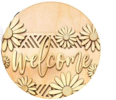 DIY Paint Your Own Floral Welcome Wooden Welcome Door Sign Kit  Make Your Own Front Door Sign  Unpainted Wood Blank for Custom Home Decor