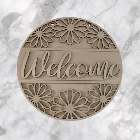 DIY Paint Your Own Floral Welcome Wooden Welcome Door Sign Kit  Make Your Own Front Door Sign  Unpainted Wood Blank for Custom Home Decor