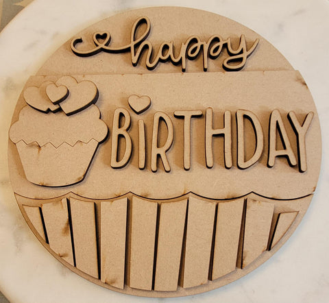 DIY Paint Your Own Happy Birthday Wooden Welcome Door Sign Kit  Make Your Own Front Door Sign  Unpainted Wood Blank for Custom Home Decor