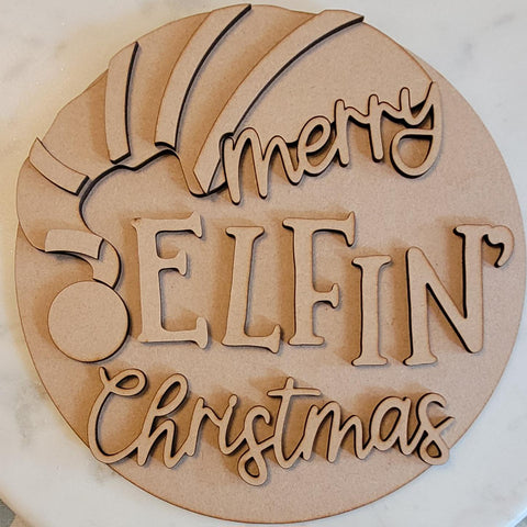 DIY Paint Your Own Merry Elfin Christmas Welcome Wooden Door Sign Kit  Make Your Own Front Door Sign Wood Blank for Custom Home Decor