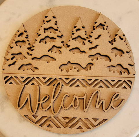 DIY Paint Your Own Christmas Pine Trees Welcome Wooden Door Sign Kit  Make Your Own Front Door Sign Wood Blank for Custom Home Decor