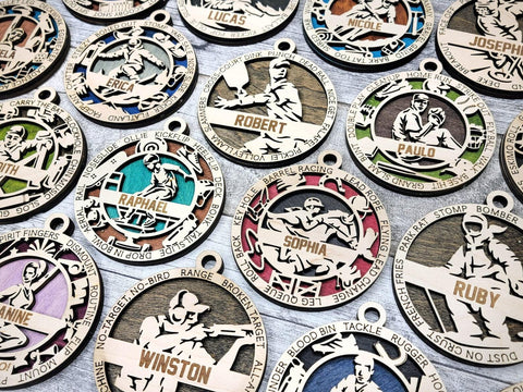 Personalized Wood Sport Ornament  Custom Wood Sports Keepsake, Athlete Gift, Coach Gift Team Gift Sports Fan Christmas Ornament