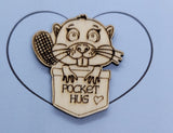 Beaver Handmade Wooden Pocket hug token love gift little pocket hug, pick me up pocket hug token