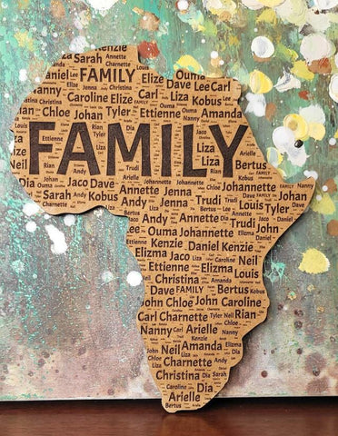 South African map Wooden Custom Engraved Ornament Christmas Name tag. African map poem