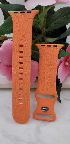 Engraved Autumn, Fall, winter Design for Apple Watch Silicone Sports Band/Strap  38mm/40mm/41mm/42mm/44mm/45mm/46mm/49mm Boho