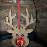 Handmade Wooden Rudolph Reindeer Christmas Decoration  Fits Lindt Chocolate, Tree Ornament, Festive Gift, Holiday Decor Tree decoration