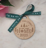 New home Homemade Wooden Christmas Bauble  Personalized Ornament, Rustic Holiday Tree Decoration, Engraved Gift, Eco Friendly Xmas Decor