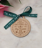 Dog Homemade Wooden Christmas Bauble  Personalized Ornament, Rustic Holiday Tree Decoration, Custom Engraved Gift, Eco Friendly Xmas Decor
