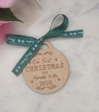 Parents to Be Homemade Wooden Christmas Bauble  Personalized Ornament, Rustic Holiday Tree Decoration, Custom Engraved Gift, Eco Friendly