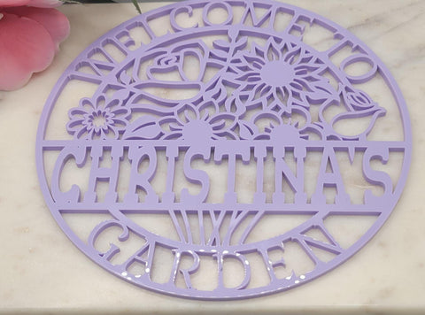 Personalised Garden Round Sign  Personalized Garden Escape Door or Wall Plaque, Mothers Day Gift, Acrylic or Wood, Custom Name Garden sign