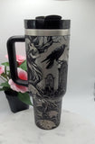 Graveyard, crows, Halloween, skulls,  40oz Double Wall Insulated Tumbler with Handles Gift