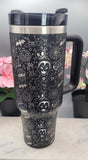 Monster mash up, Halloween, skulls, tattoo 40oz Double Wall Insulated Tumbler with Handles Gift for mom, Granny, sister, Niece
