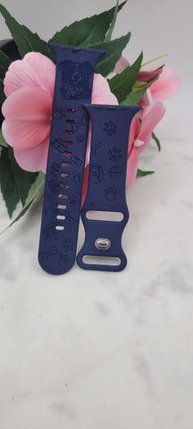 Engraved Collie, Sheepdog, dog lover Design for Apple Watch Silicone Sports Band/Strap  38mm/40mm/41mm/42mm/44mm/45mm/46mm/49mm Boho