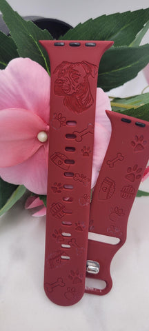 Engraved Staffie, Stafordshire  Terrier dog lover Design for Apple Watch Silicone Sports Band/Strap  38mm/40mm/41mm/42mm/44mm/45mm/46mm/49mm