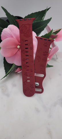 Engraved Staffie, Stafordshire  Terrier dog lover Design for Apple Watch Silicone Sports Band/Strap  38mm/40mm/41mm/42mm/44mm/45mm/46mm/49mm