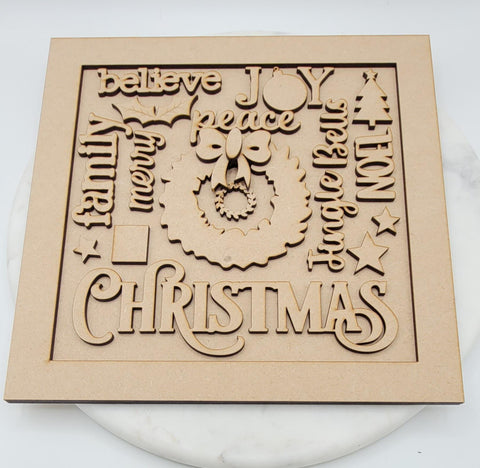 DIY Paint Your Own Christmas word collage Door Hanger Wooden Door Sign Kit  Make Your Own Front Door Sign Wood Blank for Custom Home Decor