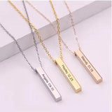 Personalized Vertical Bar Necklace: Engraved Stainless Steel Gold Silver Rose Gold. Fearless Brave Strong Loved or customize this item