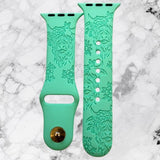Engraved Floral Highland cow Gift Design for Apple Watch Silicone Sports Band/Strap  38mm/40mm/41mm/42mm/44mm/45mm/46mm/49mm