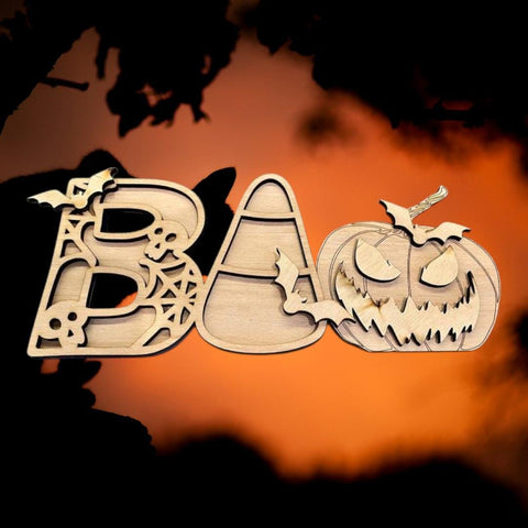 DIY Paint Your Own wooden Halloween BOO trick or treat with Bats Craft for Kids & Adults Pumpkin Spooky DIY Halloween Decor