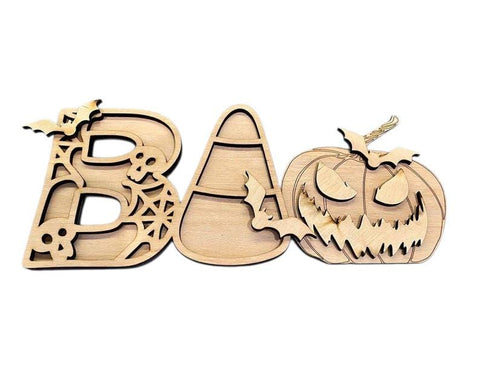 DIY Paint Your Own wooden Halloween BOO trick or treat with Bats Craft for Kids & Adults Pumpkin Spooky DIY Halloween Decor