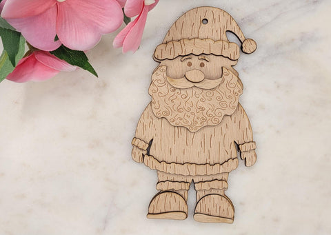 DIY Paint Your Own Christmas Santa Kit  Wooden Ornament Craft Set for Kids & Adults, Holiday DIY Activity, Unfinished Wood No Paint or Glue