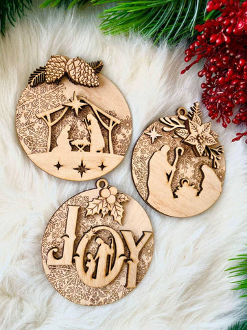 DIY Paint Your Own Christmas Baubles Kit Wooden Ornament Craft Set for Kids & Adults, Holiday DIY Activity, Unfinished Wood No Paint or Glue
