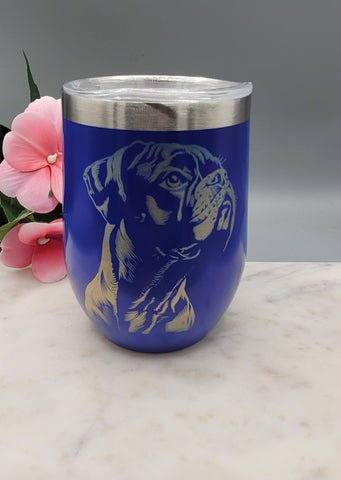 Boxer dog mom, Dog Lover 12oz Double-Walled Tumbler  Laser Engraved Dog | Custom Pet Gift | Insulated Stainless Steel Coffee Cup