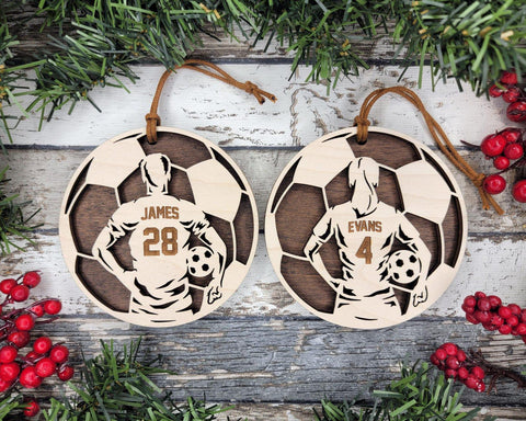 Personalized Football Ornament  Custom Wood Sports Keepsake, Athlete Gift, Coach Gift, Team Gift, Sports Fan Christmas Ornament Football