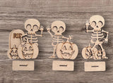 DIY Paint Your Own wooden Halloween Skeleton Standing Halloween Skeleton Halloween Shelf Sitter Standing Sign mantle Decor, Trick or Treat