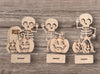 DIY Paint Your Own wooden Halloween Skeleton Standing Halloween Skeleton Halloween Shelf Sitter Standing Sign mantle Decor, Trick or Treat
