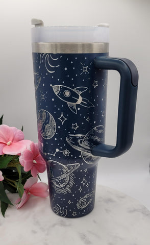 Outerspace, planets, celestial,  spaceman,  40oz Double Wall Insulated Tumbler with Handles Gift