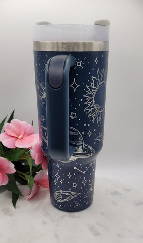 Outerspace, planets, celestial,  spaceman,  40oz Double Wall Insulated Tumbler with Handles Gift