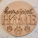 DIY Paint Your Own Welcome Home Sweet home Dog paw Wooden Door Sign Kit Make Your Own Front Door Sign Unpainted Wood Blank for Home Decor