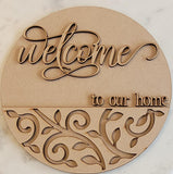DIY Paint Your Own Floral Welcome to our Home Wooden Welcome Door Sign Kit Make Your Own Front Door Sign Unpainted Wood Blank for Home Decor
