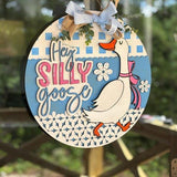 DIY Paint Your Own Hey Silly Goose Wooden Welcome Door Sign Kit Make Your Own Front Door Sign Unpainted Wood Blank for Home Decor